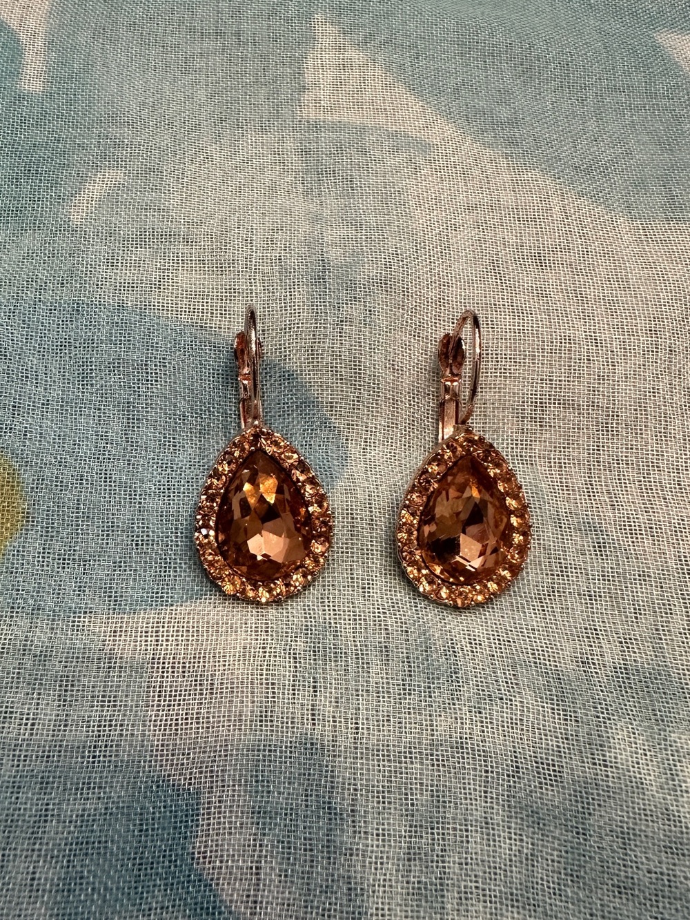 Rose Gold Teardrop Crystal Dangle Earrings